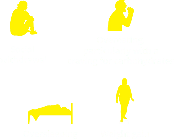 graphic showing common symptoms of seasonal affective disorder(SAD)